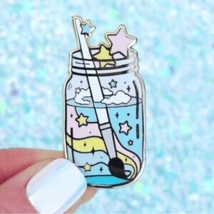 3/$25 Acrylic Pin Swirling Paint Brush in a Clear Jar of Water with Stars